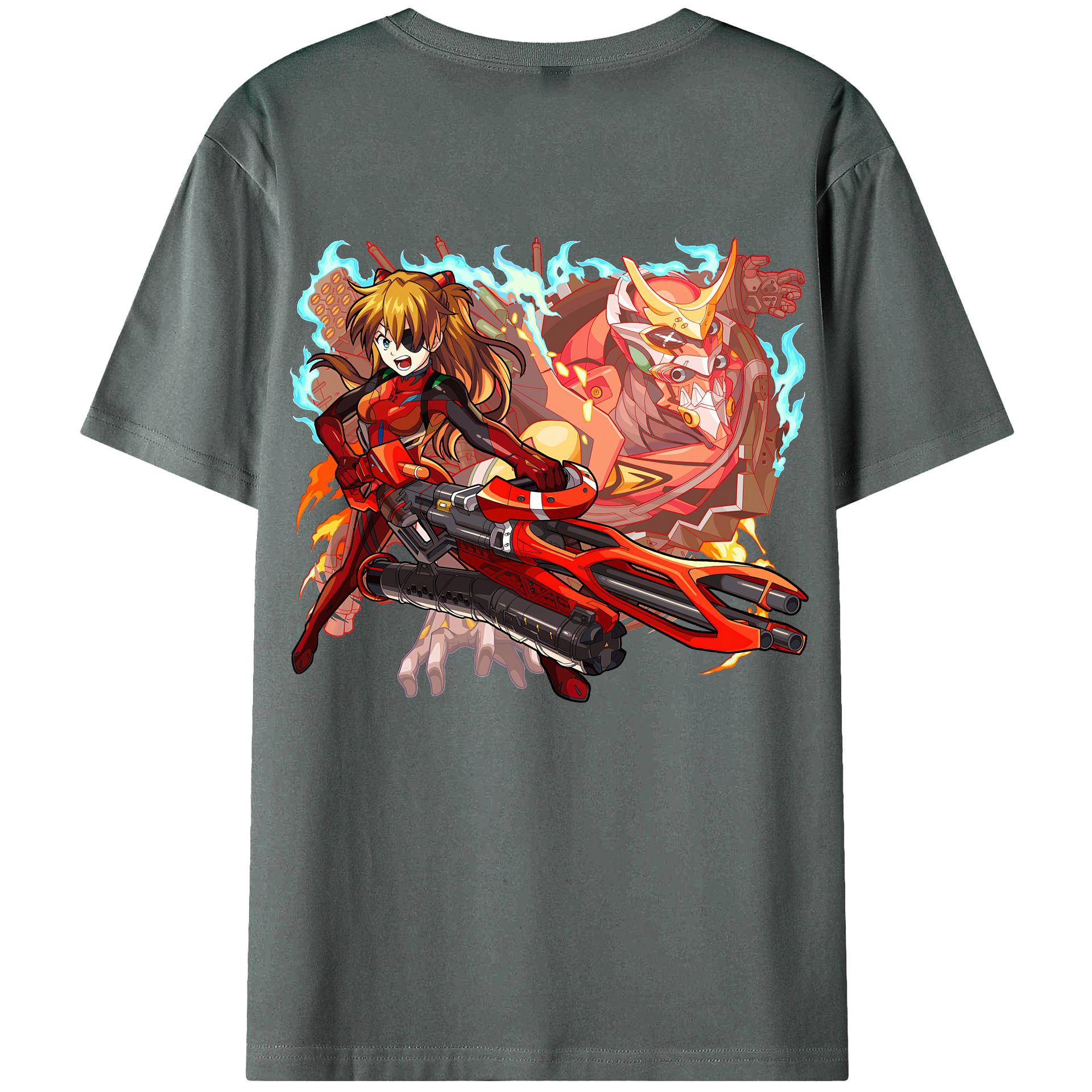 （画像用） EVA 新世紀エヴァンゲリオン 綿100％ メンズ半袖Tシャツ（バックプリント） 通気性